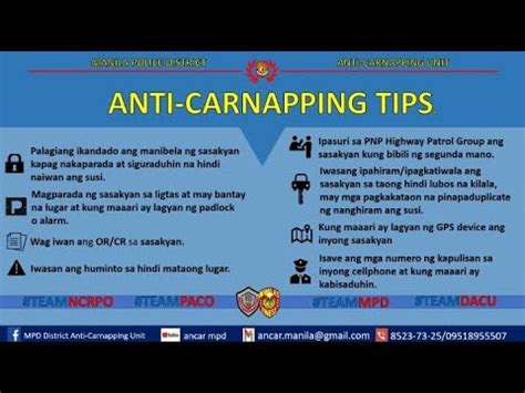 anti carnapping safety tips|How To Avoid Falling Victim To Common Carnapping Modus .